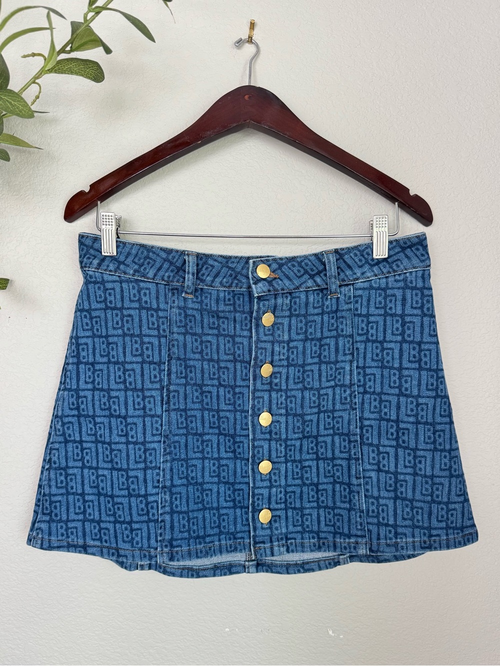 Wrangler x Leon Bridges Go Go Denim Mini Skirt Medium LB Monogram Western